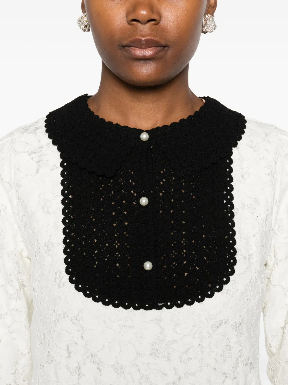 Crochet-Trimmed Lace Dress