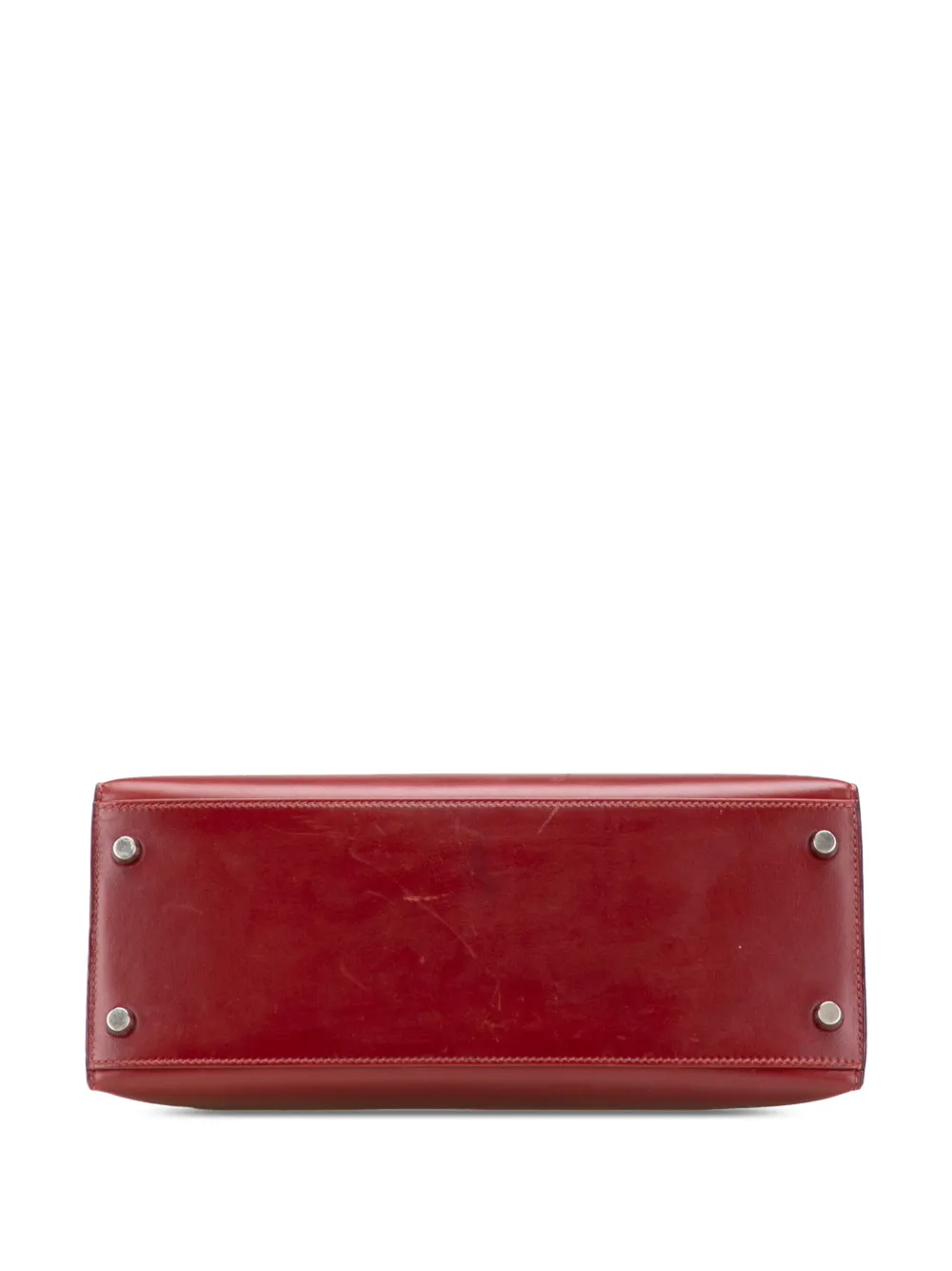 Pre-owned Hermes 2001 Box Calf Kelly Ii Sellier 28 Satchel In Red