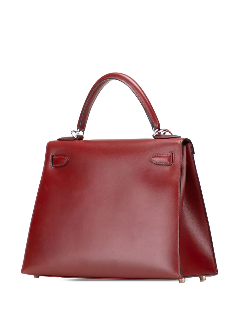 Pre-owned Hermes 2001 Box Calf Kelly Ii Sellier 28 Satchel In Red