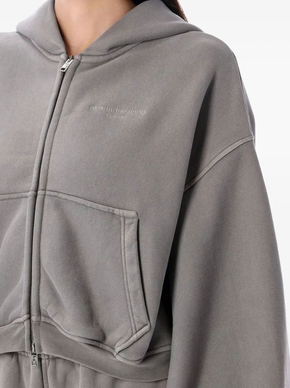 Alexander Wang zip-up crop hoodie Grijs