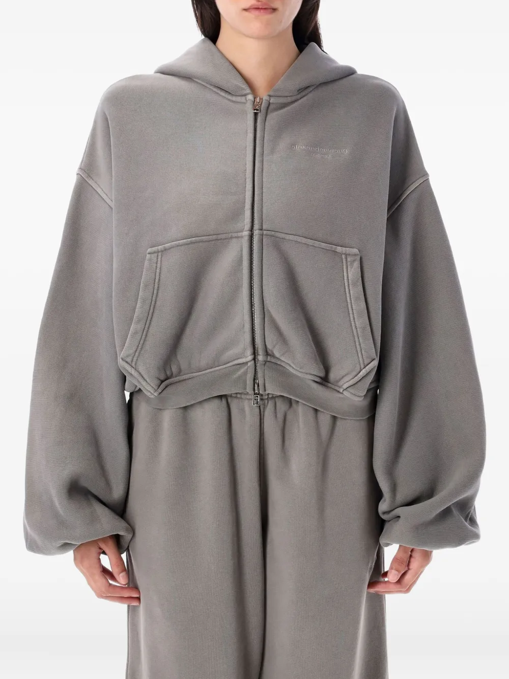 Alexander Wang zip-up crop hoodie Grijs