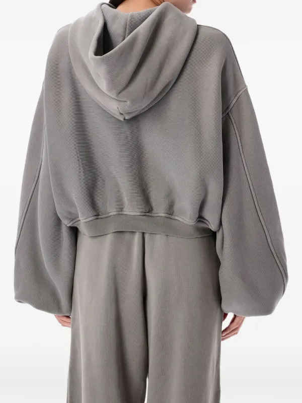 Alexander Wang zip-up Crop Hoodie | Grey | FARFETCH