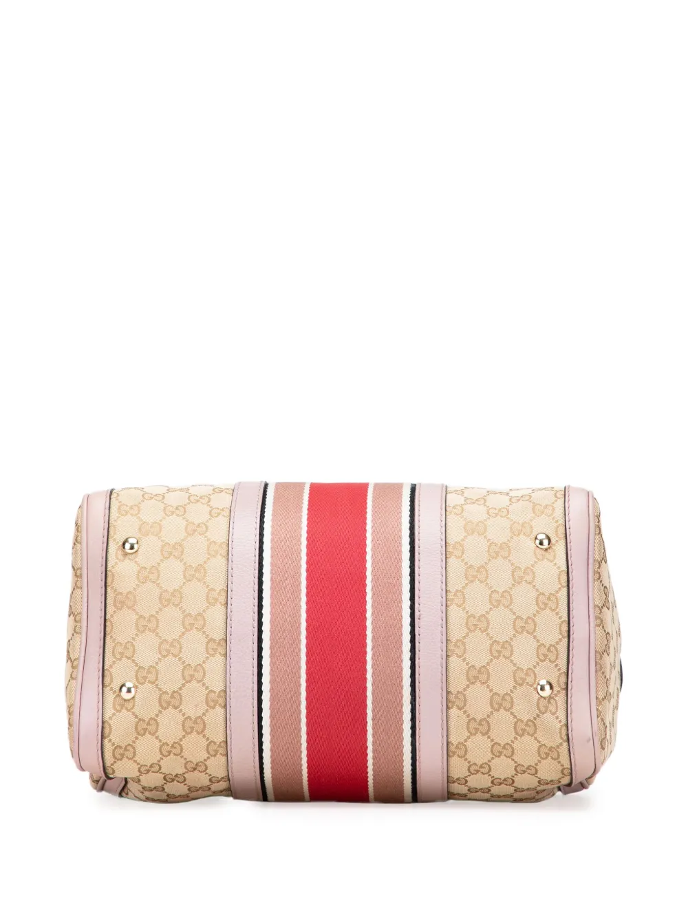 Pre-owned Gucci 2016-2025 Gg Canvas Web Joy Boston Bag Satchel In Brown