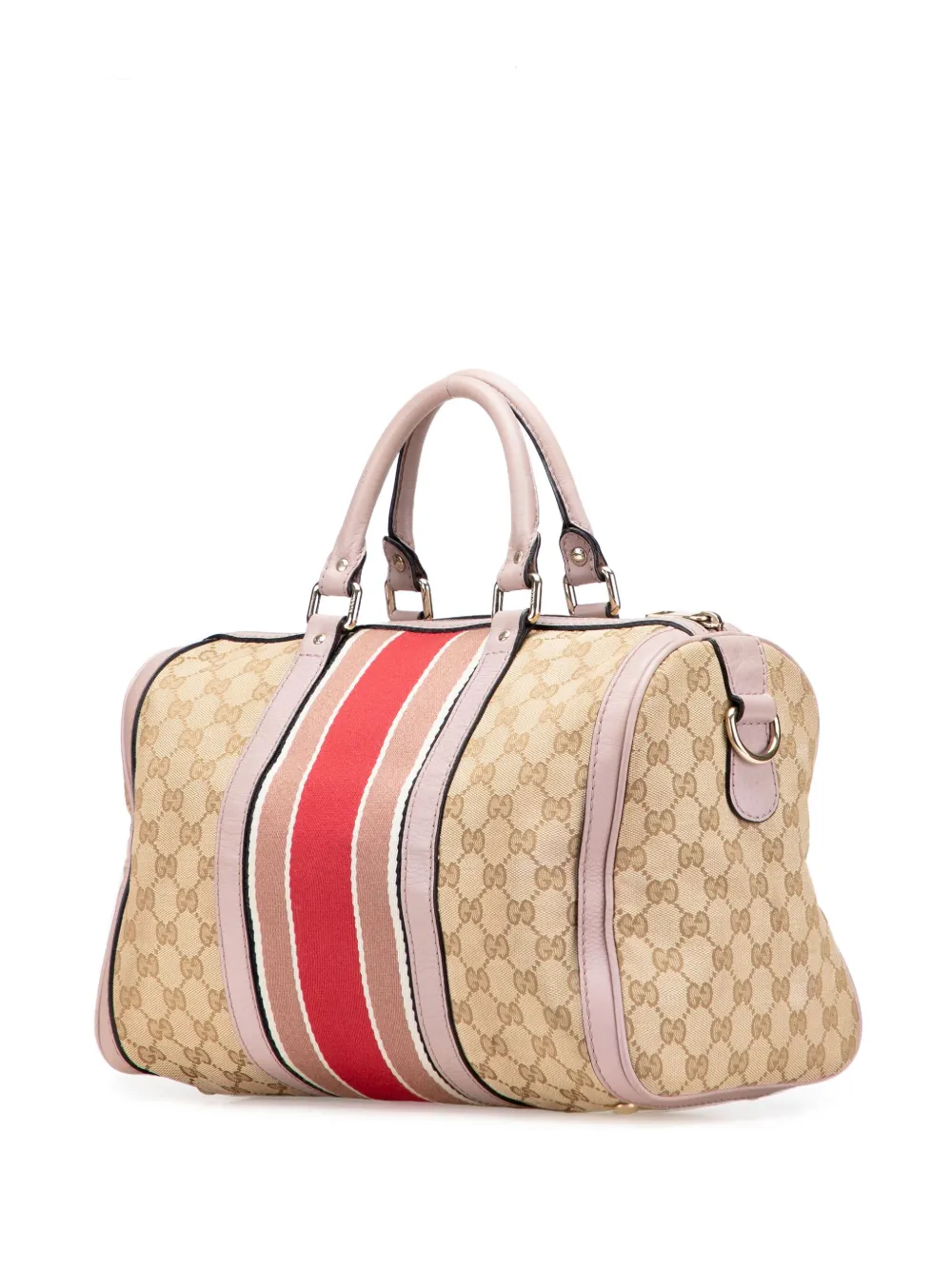 Pre-owned Gucci 2016-2025 Gg Canvas Web Joy Boston Bag Satchel In Brown