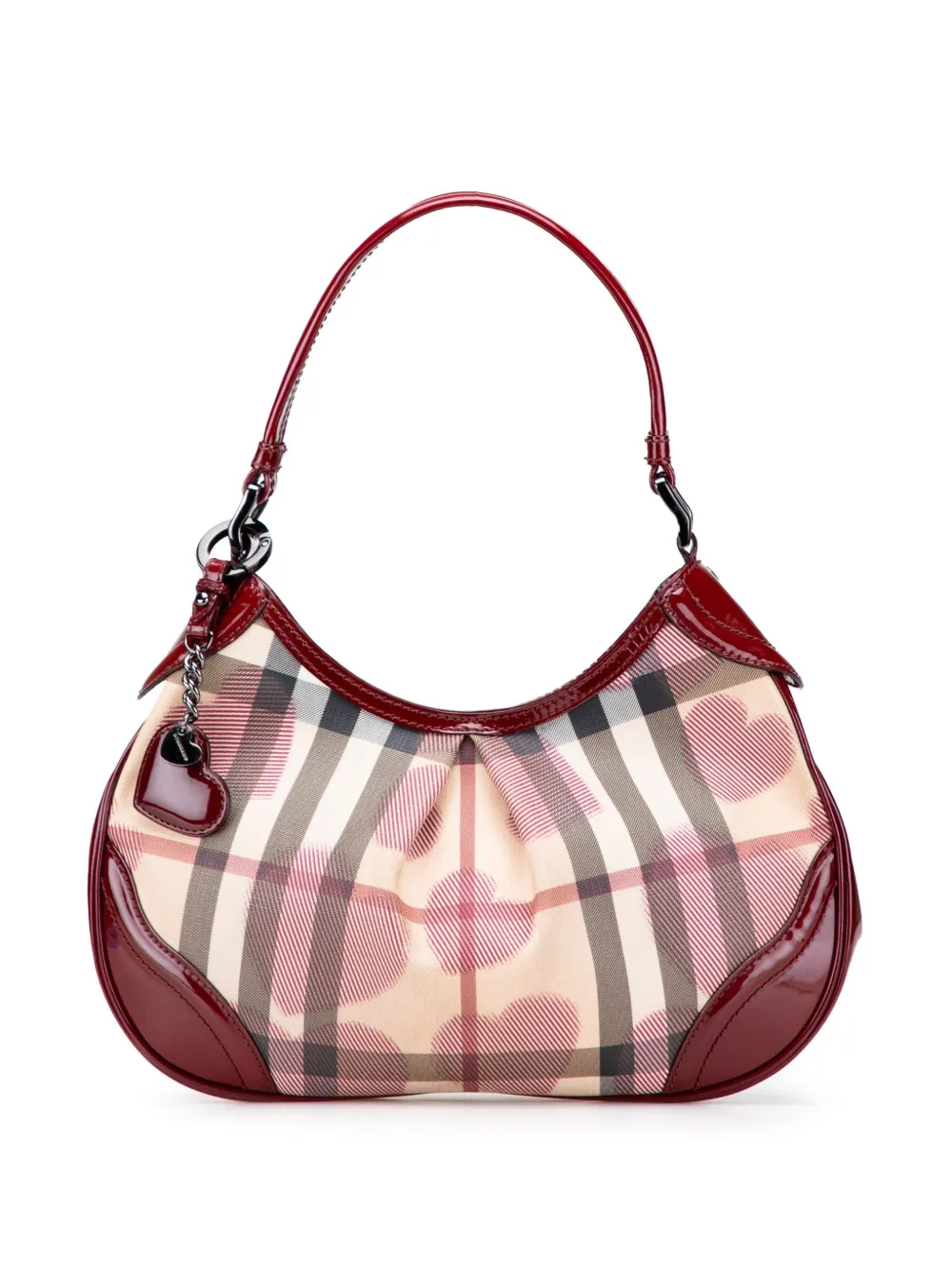 2000-2017 Patent Trimmed House Check Canvas Hearts shoulder bag