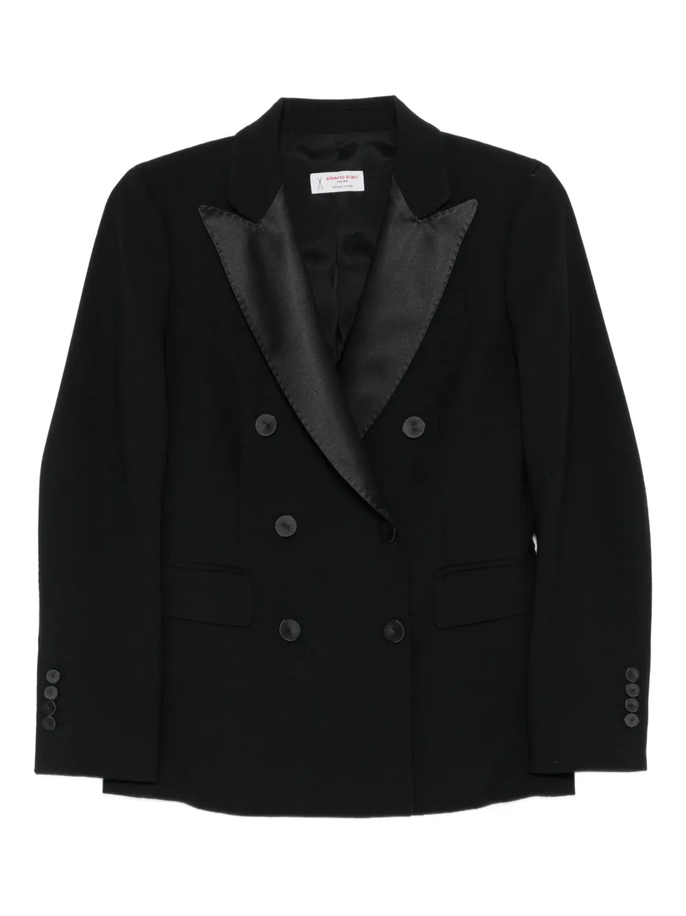 Alberto Biani double-breasted satin-lapel blazer Zwart