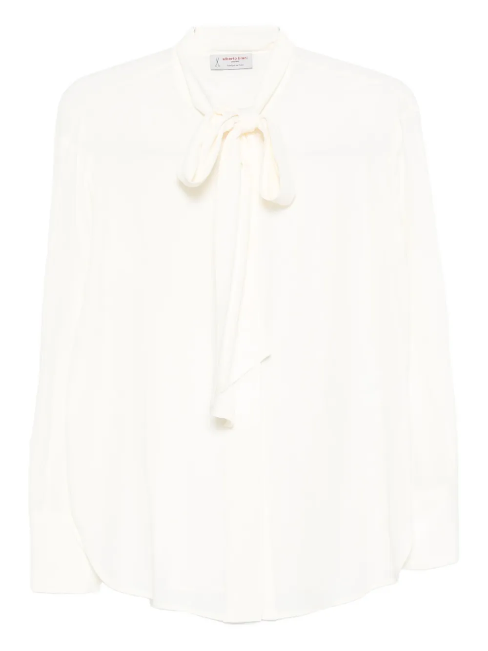 Alberto Biani bow-neck silk shirt - Bianco