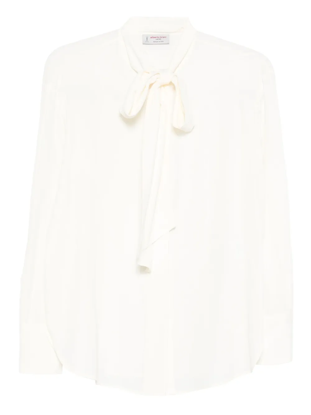 Alberto Biani Zijden blouse met strikhals Wit