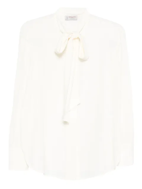 Alberto Biani bow-neck silk shirt