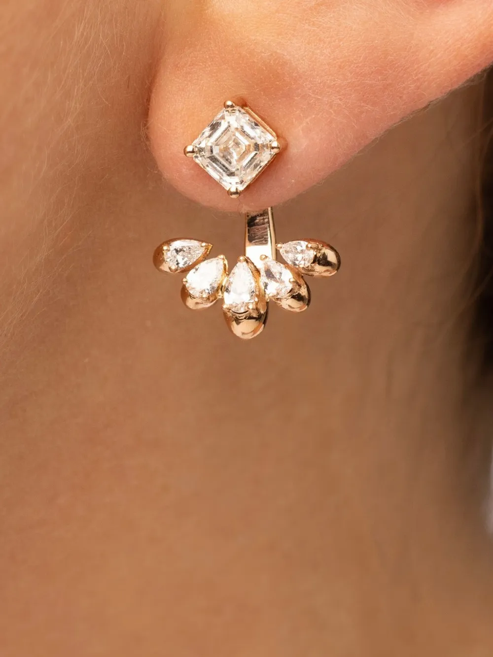 Tanka & Baroque 18K Rose Gold Asscher Pear Earring | Image 2