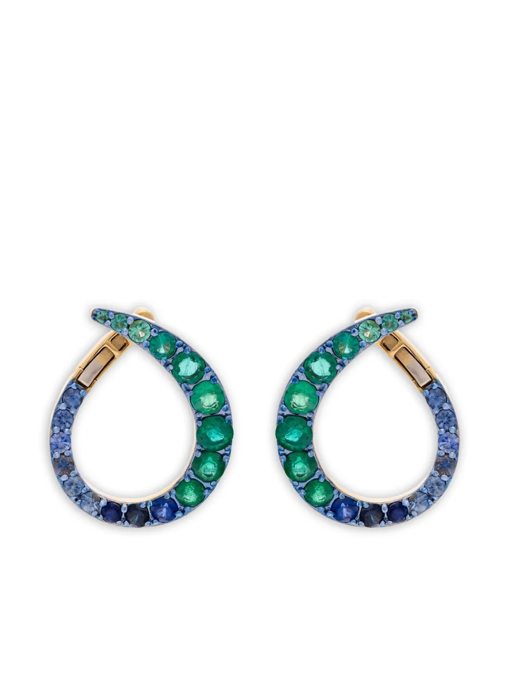 Marie Mas 18K yellow gold sapphire and emerald earrings | Gold | Image 1