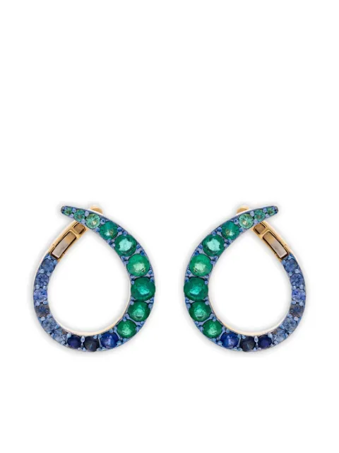 Marie Mas 18K yellow gold sapphire and emerald earrings