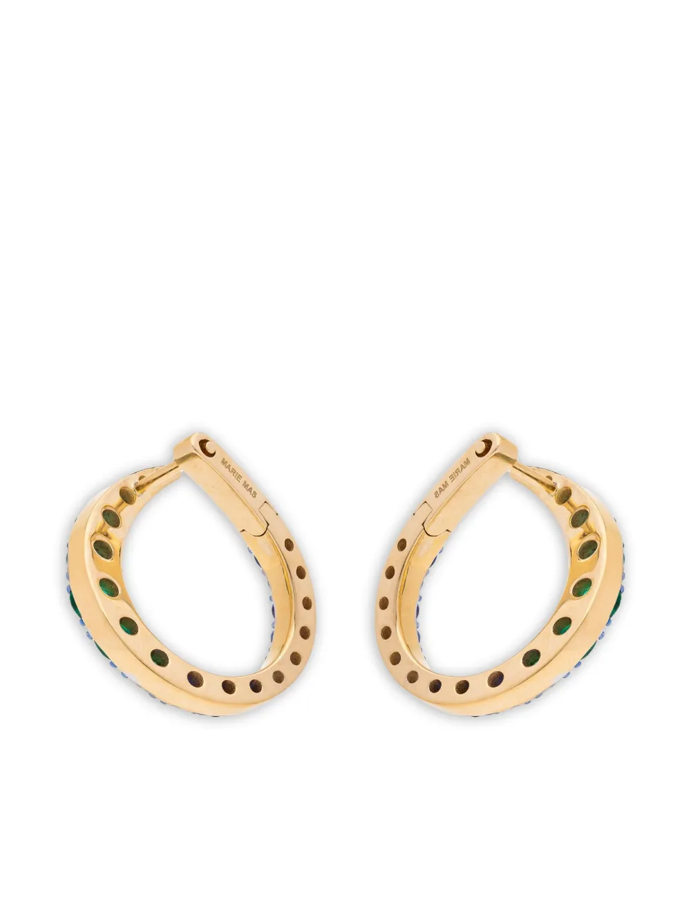 Marie Mas 18K yellow gold sapphire and emerald earrings | Image 2