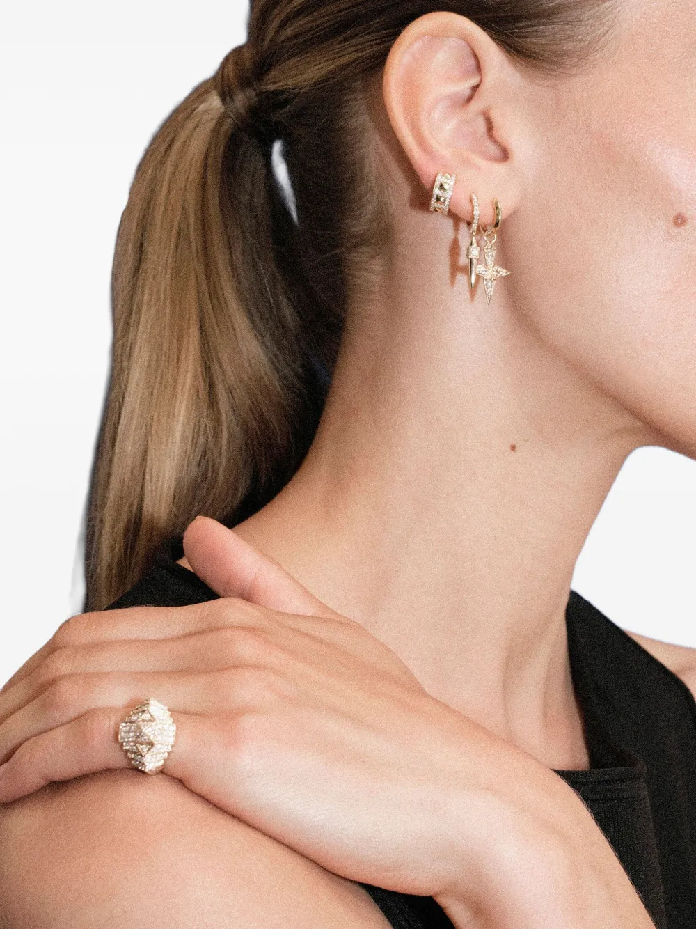 STATEMENT PARIS 18kt Yellow Gold Diamond Hoop Earrings | Image 2