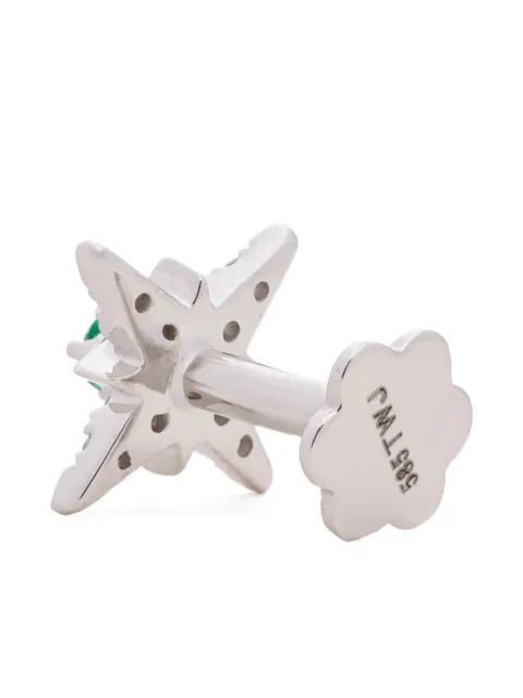 The Wild Jwls 14K white gold Star emerald earring