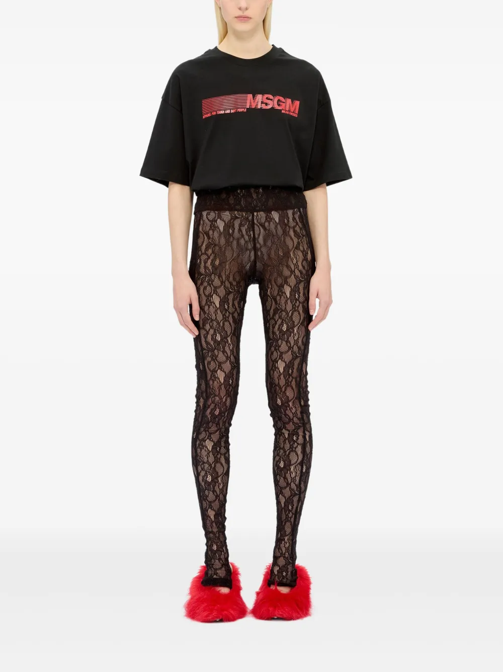 MSGM lace leggings - Zwart