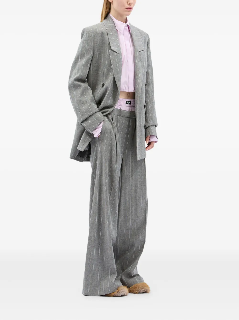 MSGM buttoned cropped shirt - Roze
