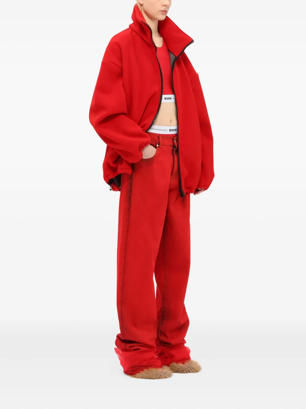 MSGM Tanktop met racerback en logoband Rood