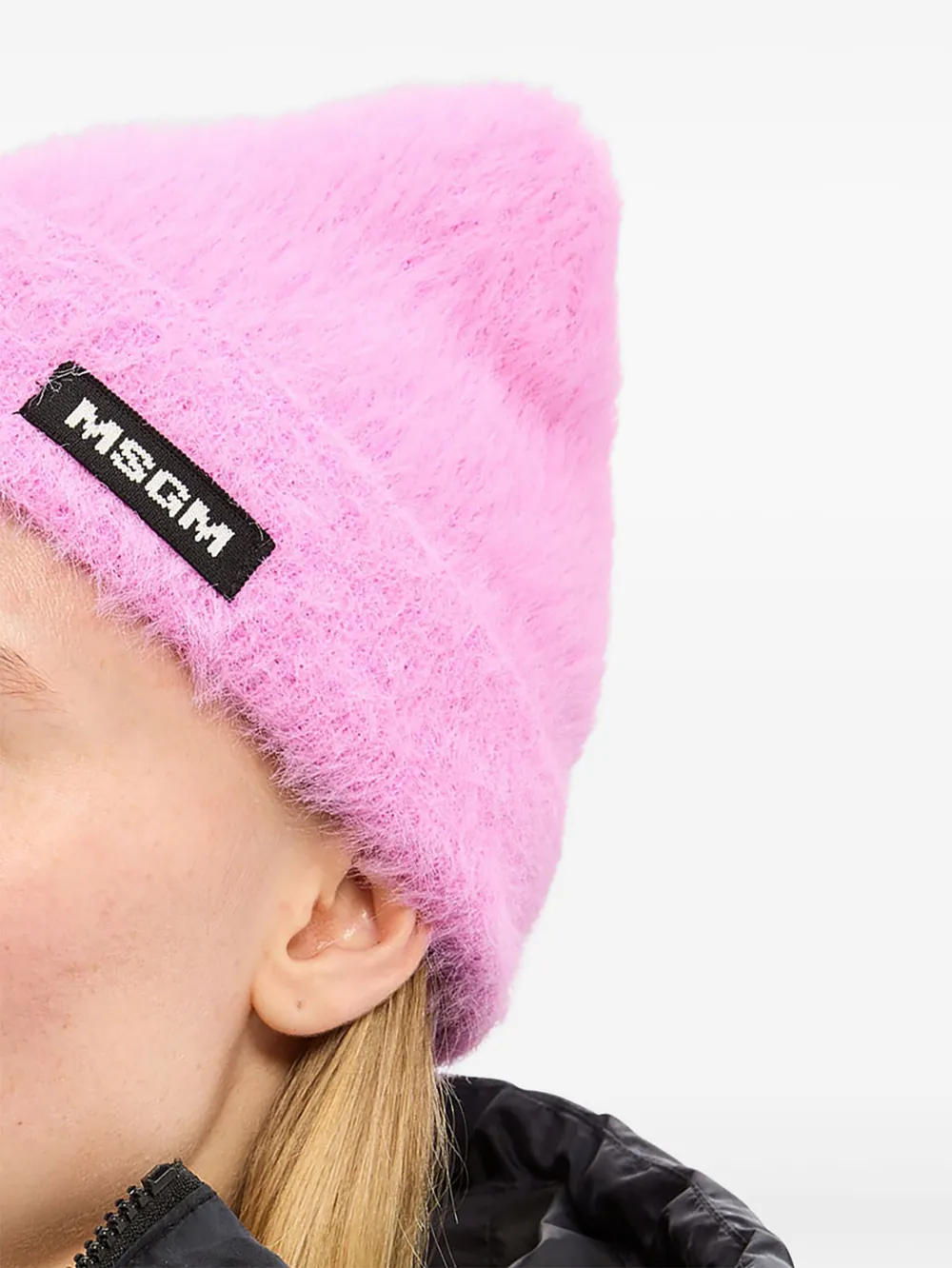 Msgm Logo-patch Beanie In Brown