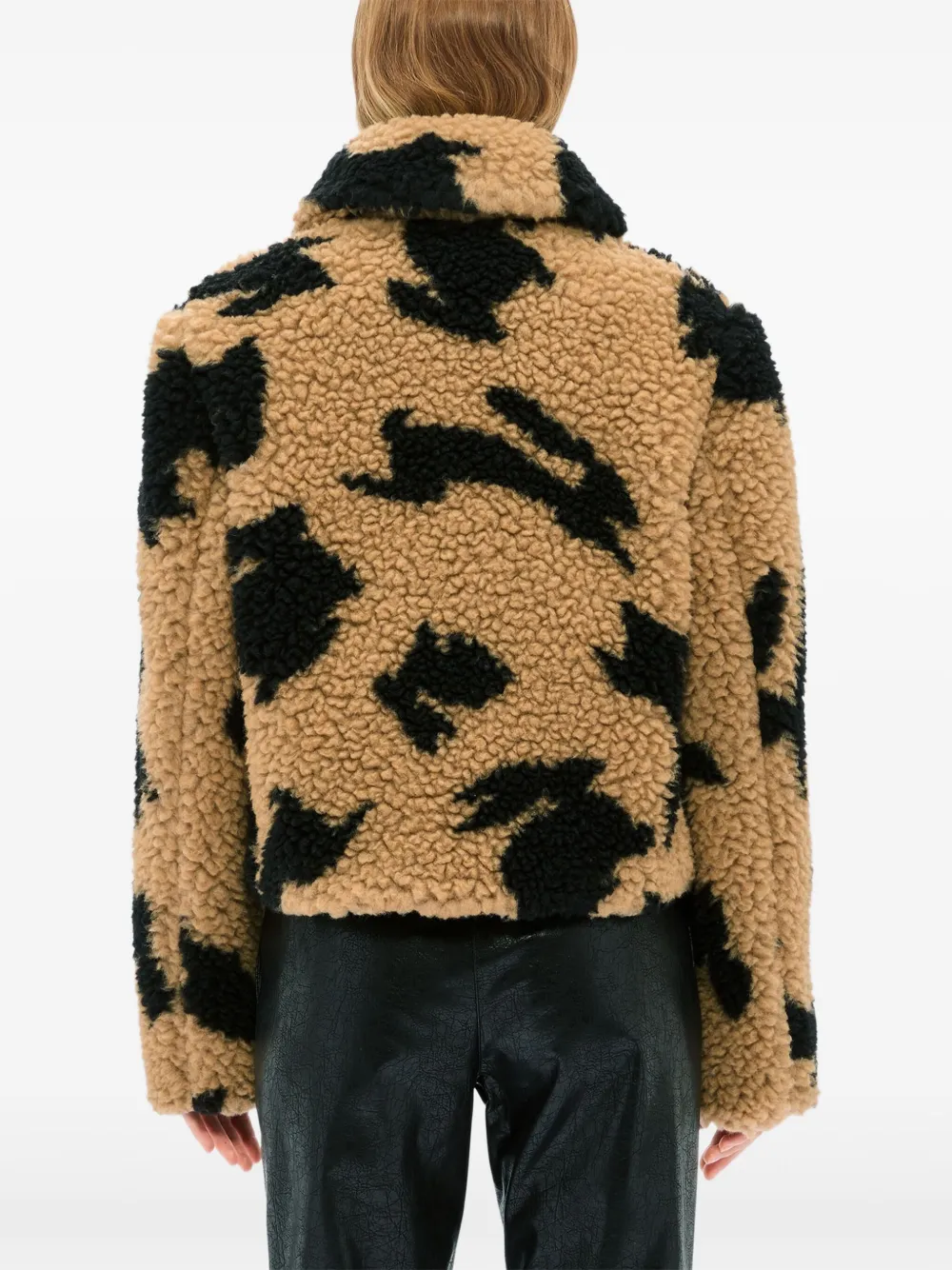 Msgm Patterned Zip-up Jacket In Brown