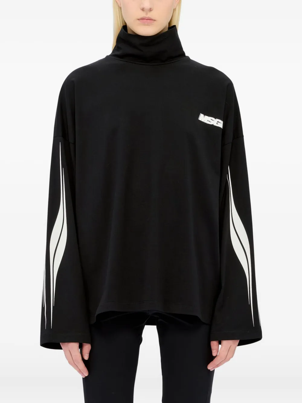 Msgm Logo-print Turtleneck T-shirt In Black