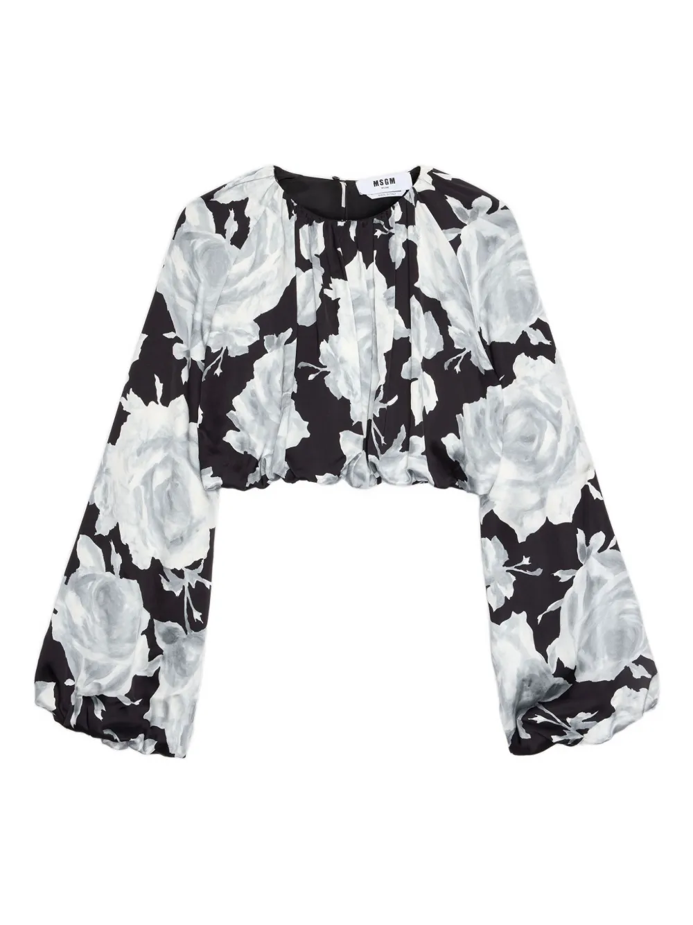 MSGM floral long-sleeve blouse | Black | Image 1