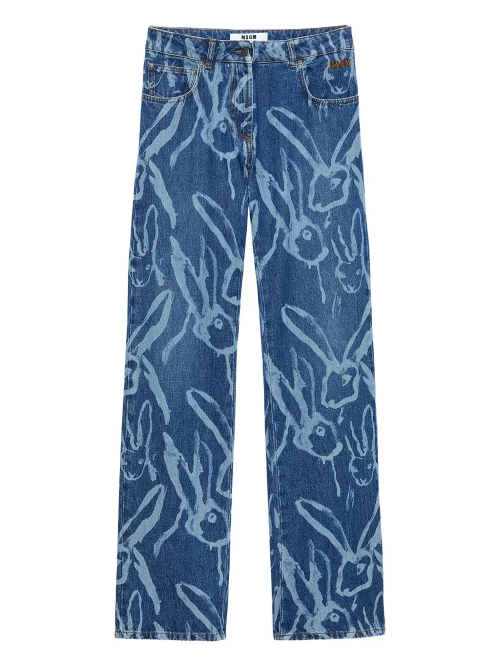 MSGM rabbit-print trousers | Blue | Image 1