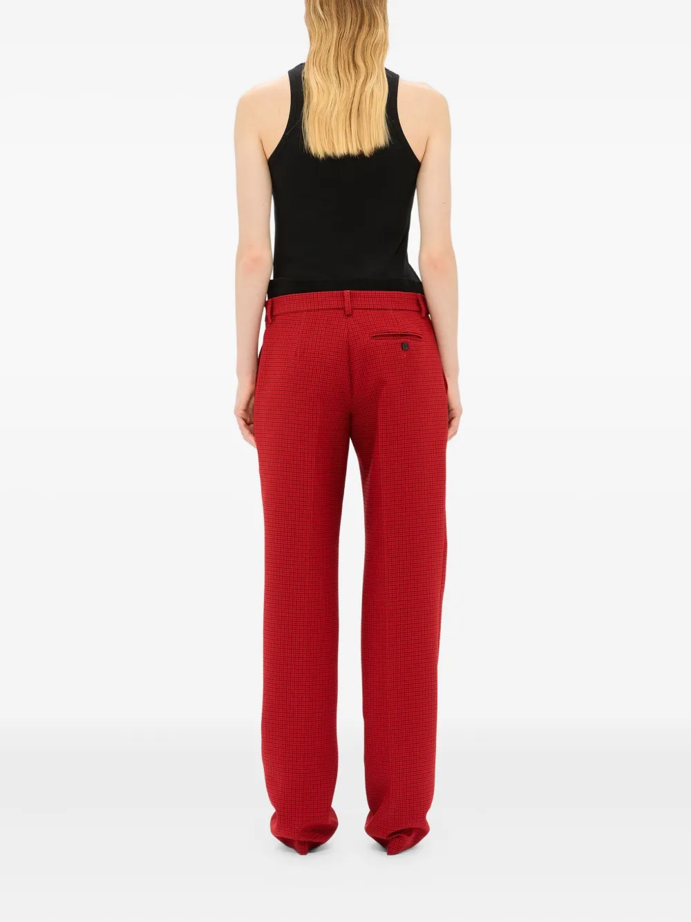 Msgm Check-print Trousers In Red
