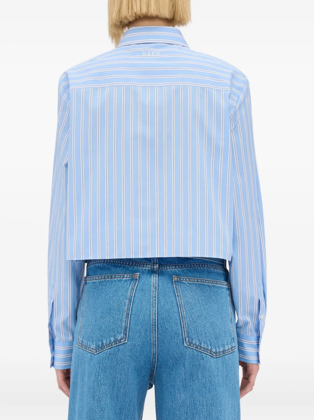 MSGM Gestreept blouse met applicatie Blauw