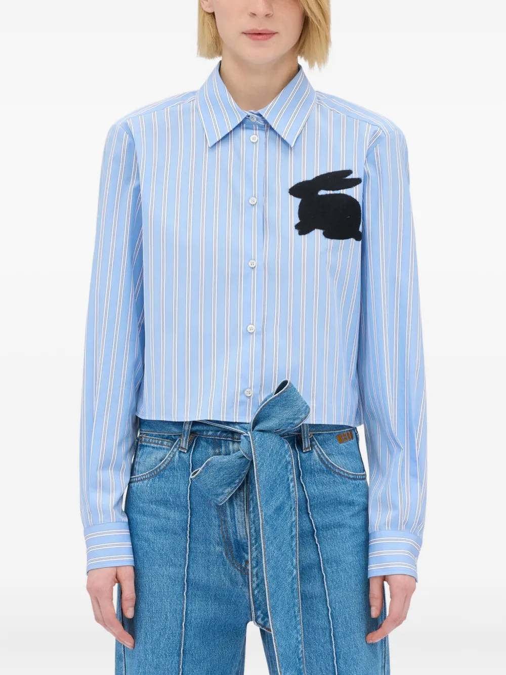 MSGM Gestreept blouse met applicatie Blauw