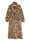 MSGM leopard-print belted coat - Brown