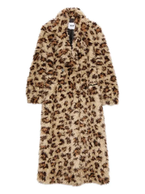 MSGM leopard-print belted coat