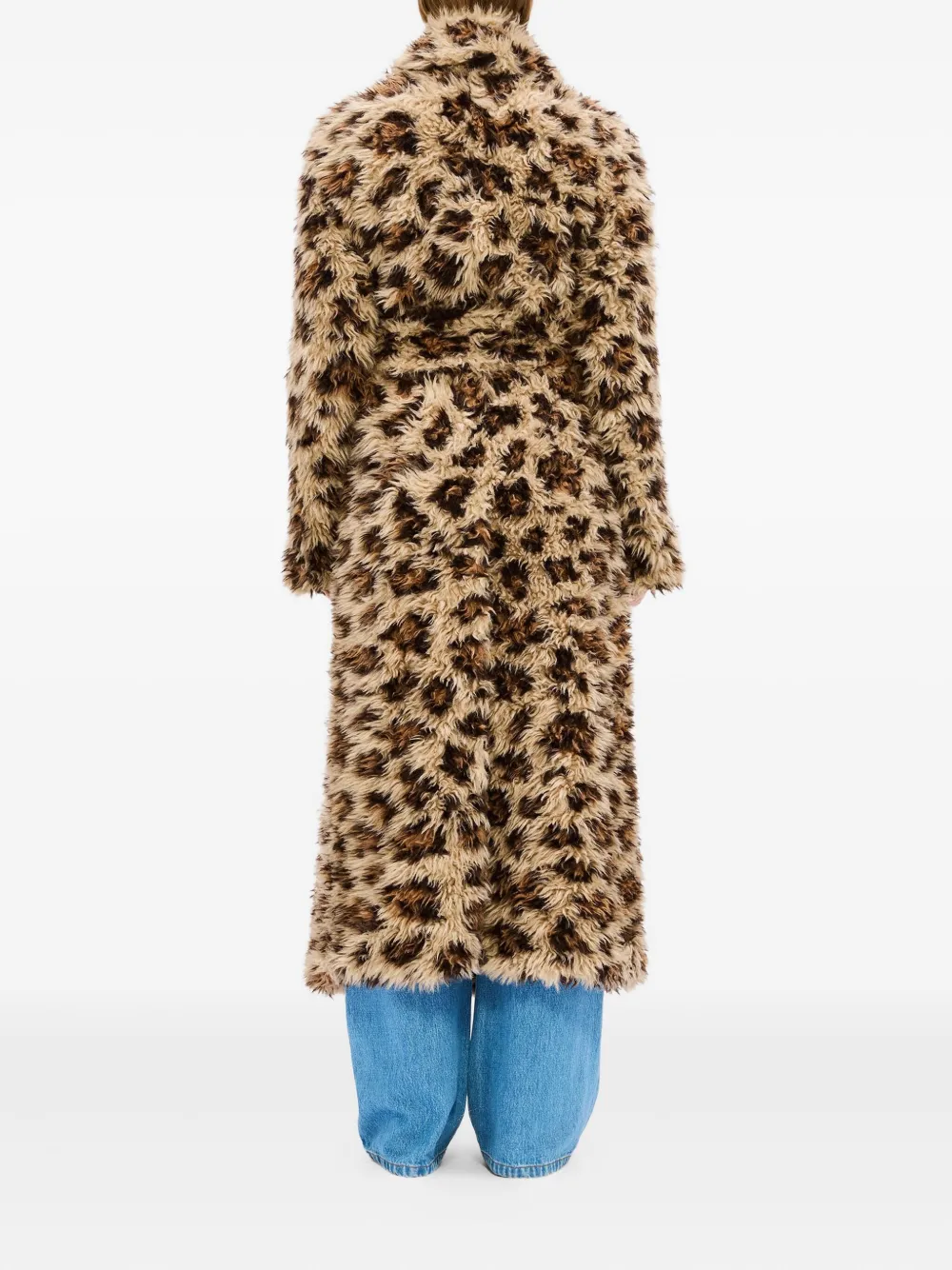 Msgm Leopard-print Belted Coat In Brown