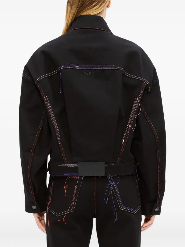 MSGM トップステッチ デニムジャケット | ブラック | FARFETCH JP