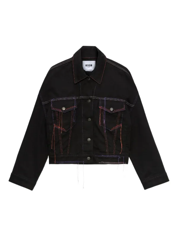 ハ*ー様 タイムセール！MSGM デニムジャケット MSGM トップステッチ デニムジャケット | ブラック | FARFETCH JP