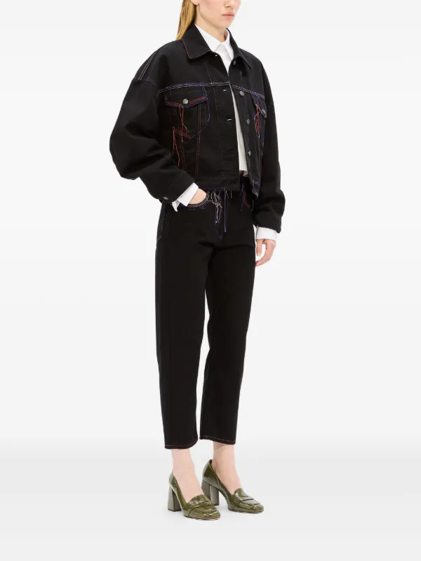 MSGM トップステッチ デニムジャケット | ブラック | FARFETCH JP
