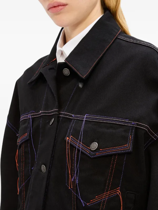MSGM トップステッチ デニムジャケット | ブラック | FARFETCH JP