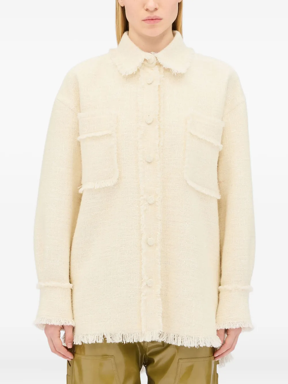MSGM Blouse met franje afwerking Beige