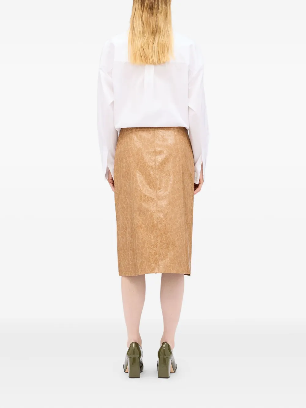 Msgm Zip-front Midi Skirt In Brown