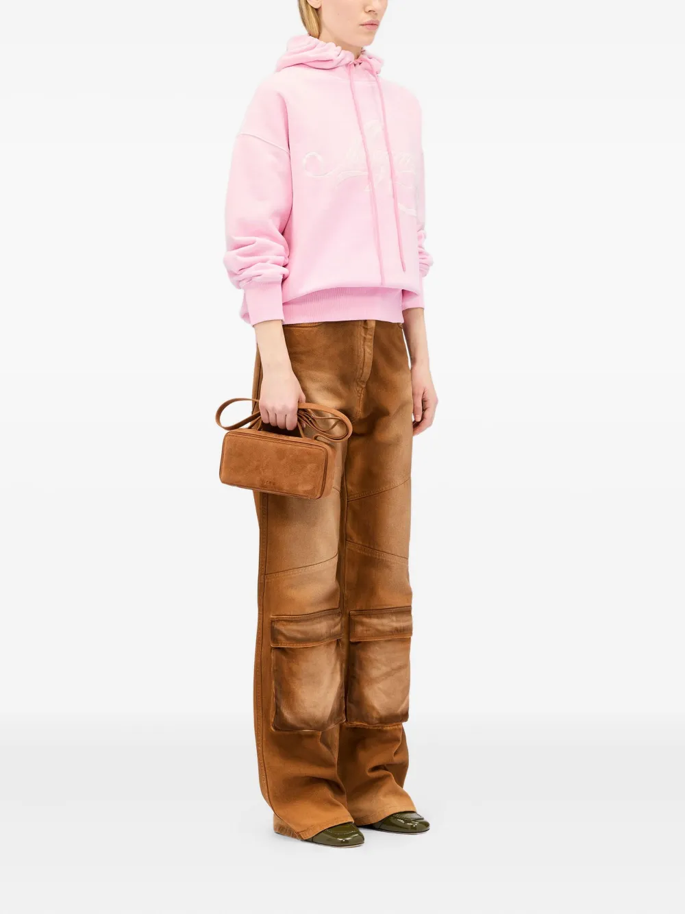 MSGM logo-embroidered hoodie - Roze