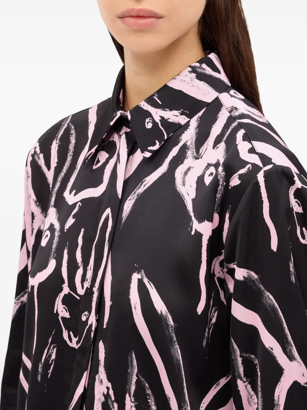 Msgm Rabbit Print Shirt In Black