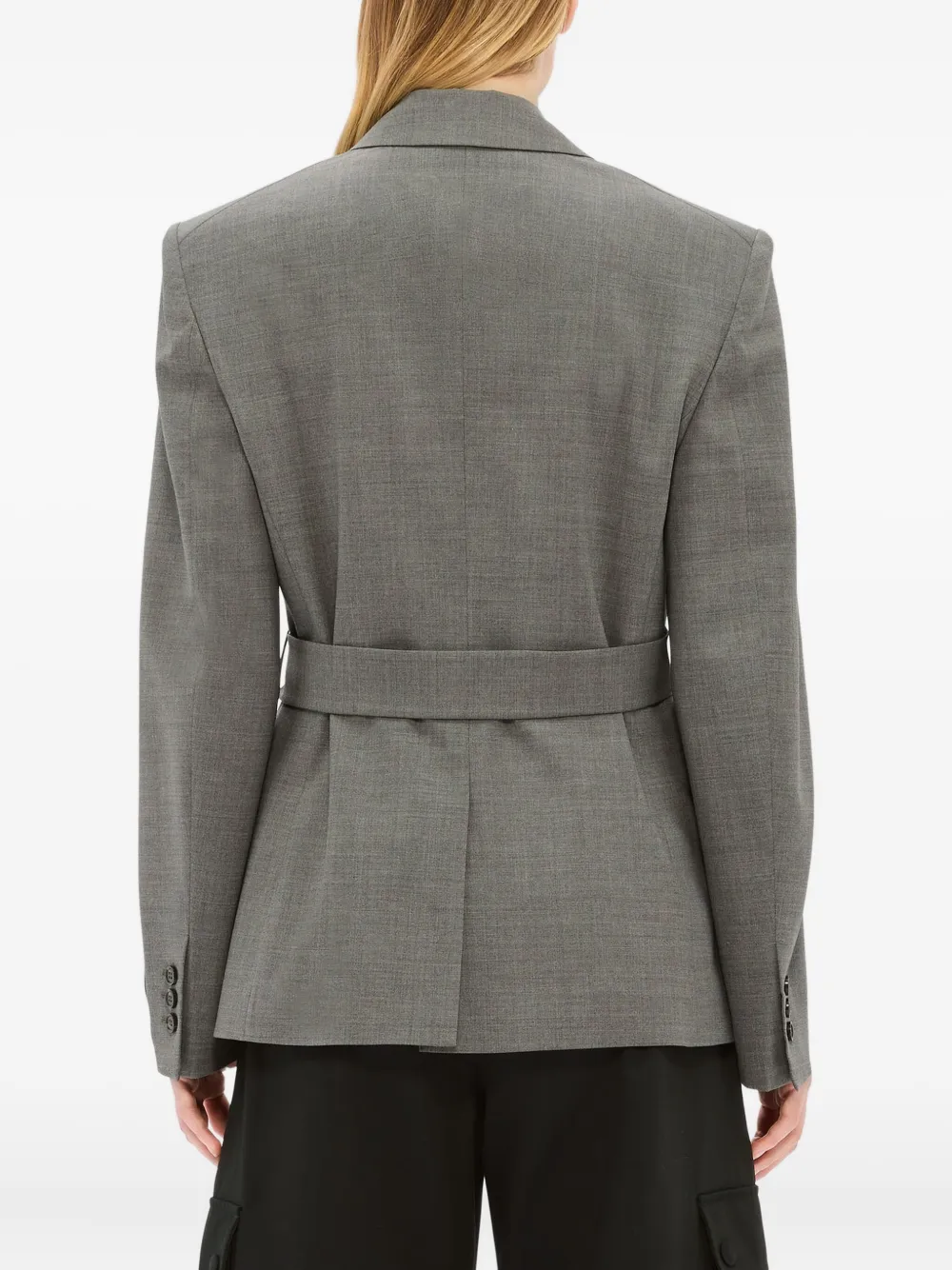 Msgm Virgin Wool Belted Blazer In Gray
