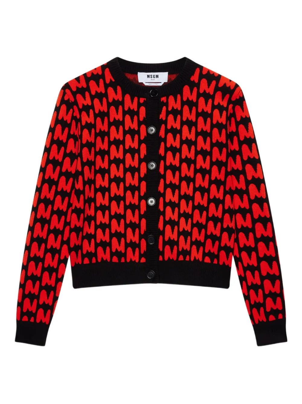 MSGM monogram-pattern button-up cardigan | Black | Image 1