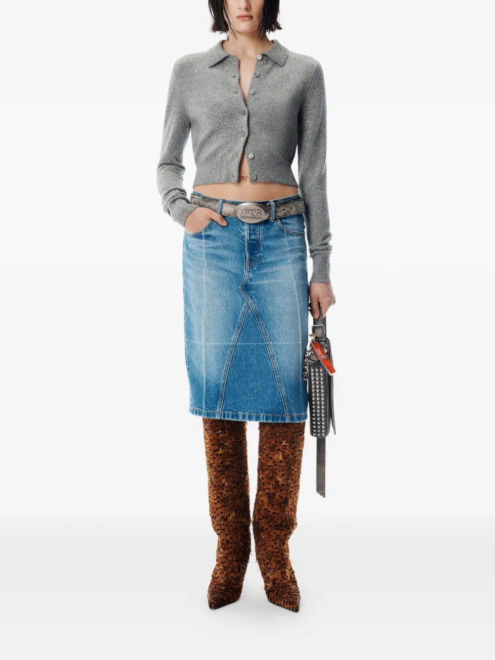 Alexander Wang Embellished Cardigan In Gray