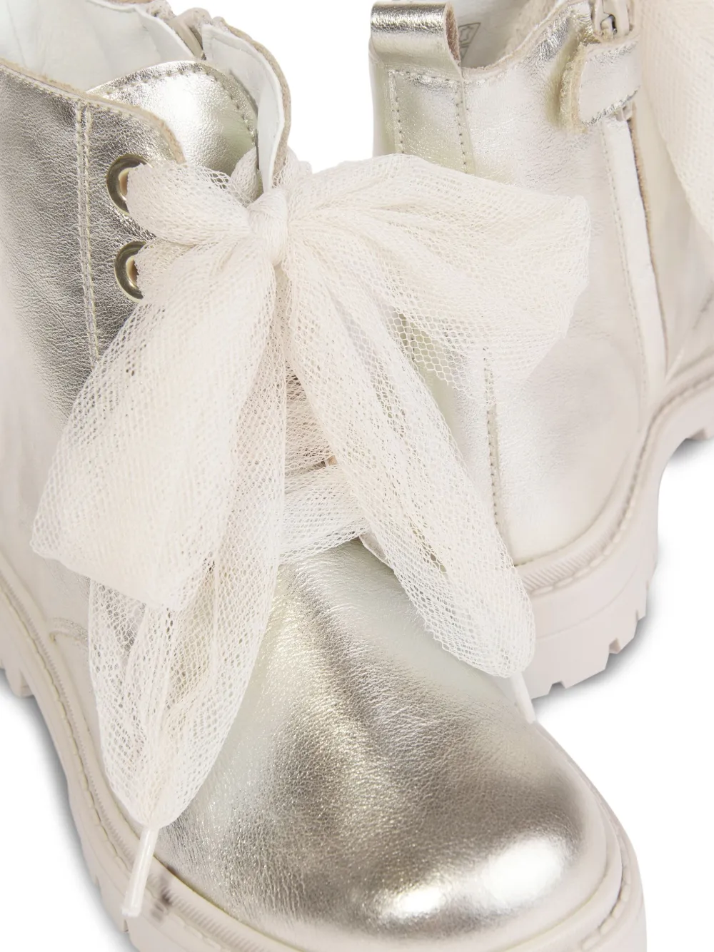 ANDANINES Veterlaarzen met strikken Zilver
