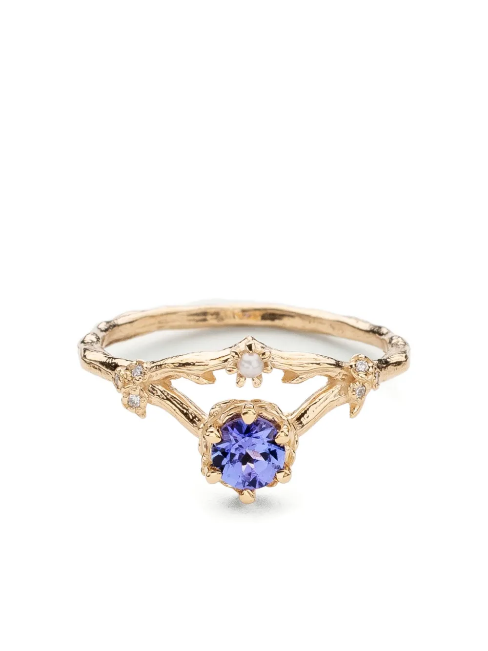 14K yellow gold Frida tanzanite diamond ring