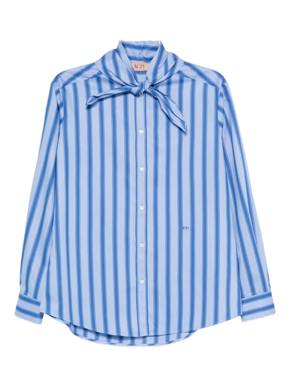 N°21 Embroidered-logo Stripe-pattern Shirt In Blue