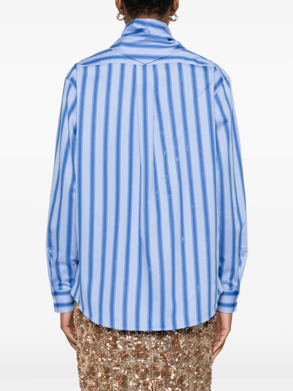 N°21 Embroidered-logo Stripe-pattern Shirt In Blue