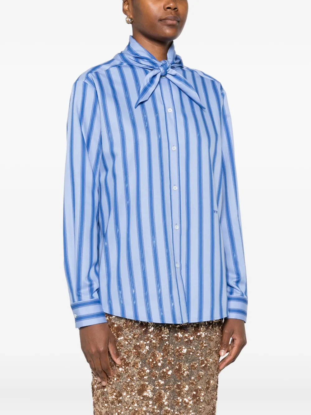 N°21 Embroidered-logo Stripe-pattern Shirt In Blue