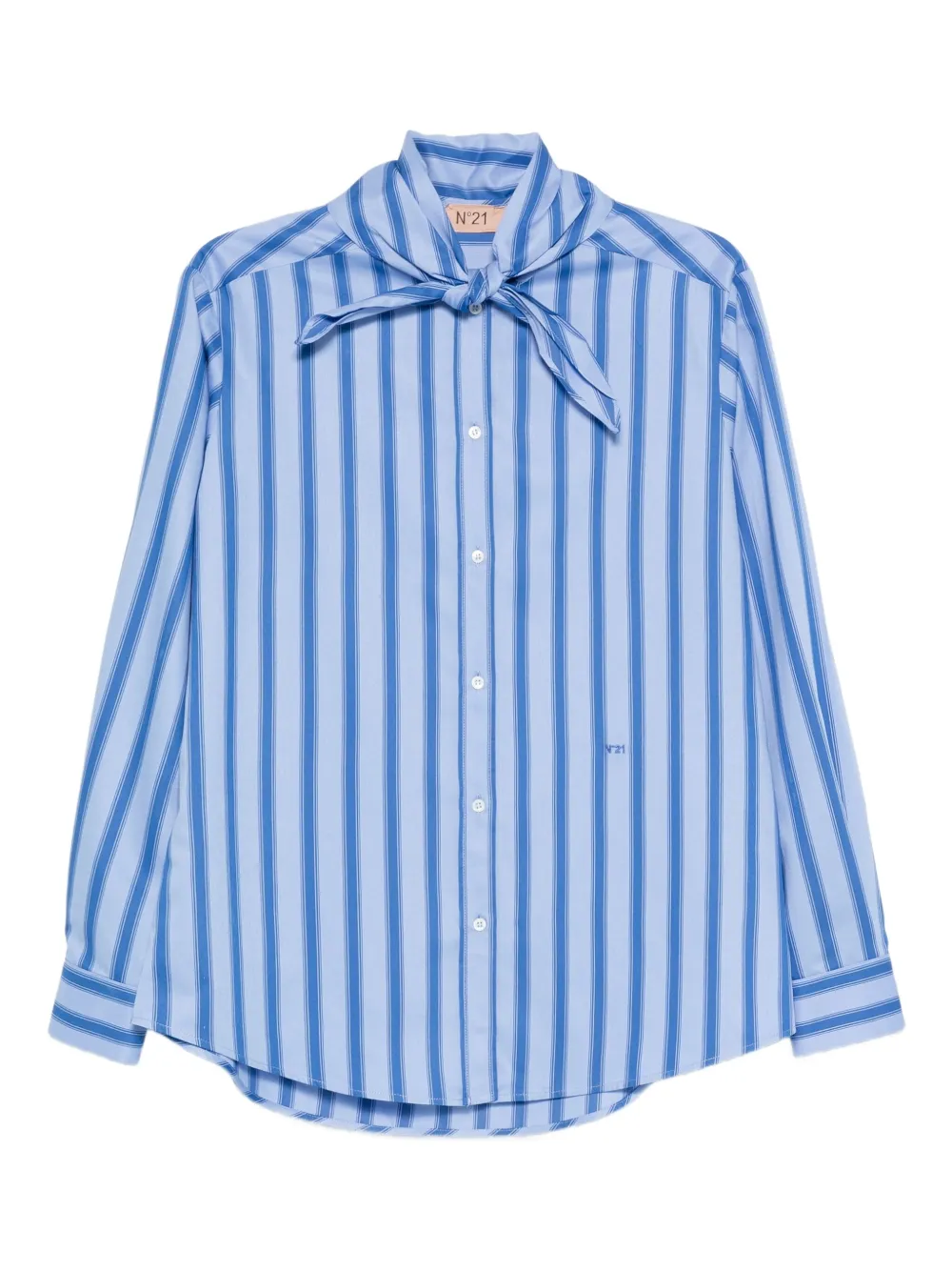 Nº21 embroidered-logo stripe-pattern shirt | Blue | Image 1